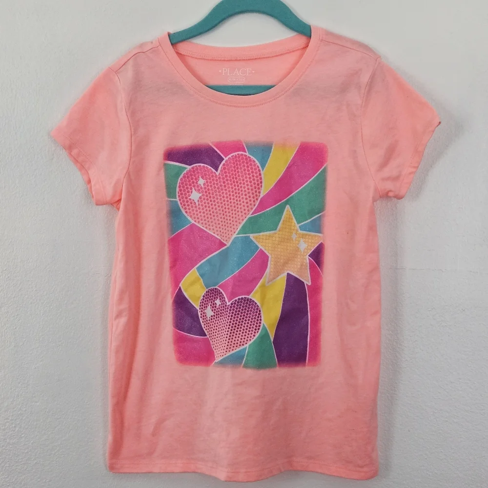 The Children's Place Pink Short Sleeve Tee with Geometric Pattern‎